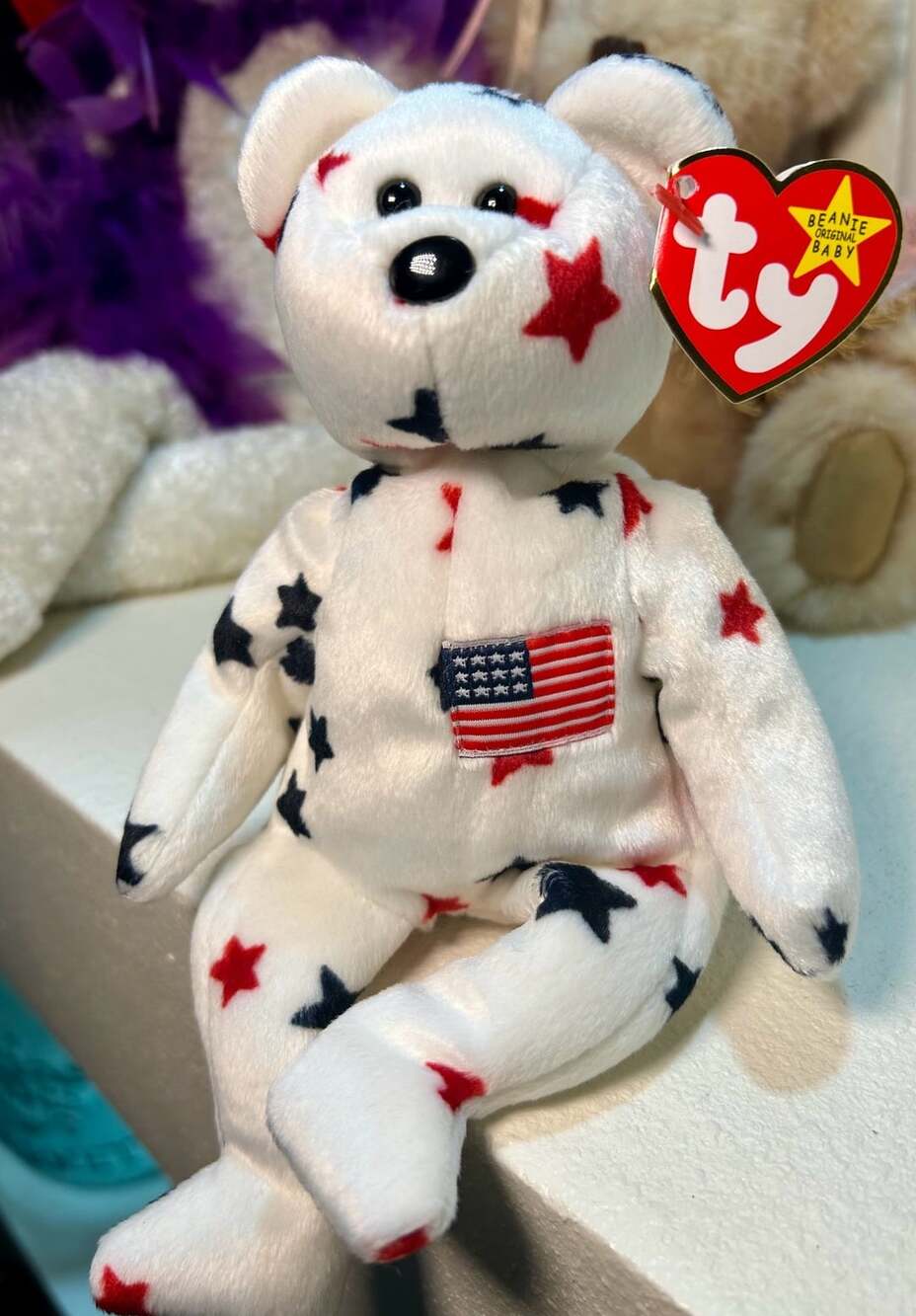 Ty Beanie Baby Glory The Bear American Flag Red White And Blue Stars